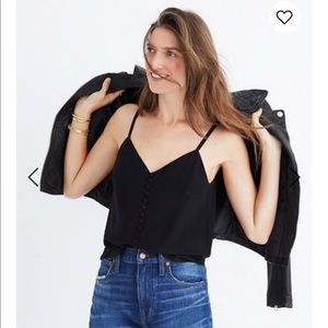 Madewell black silk button cami